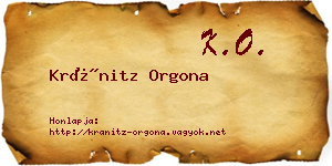 Kránitz Orgona névjegykártya